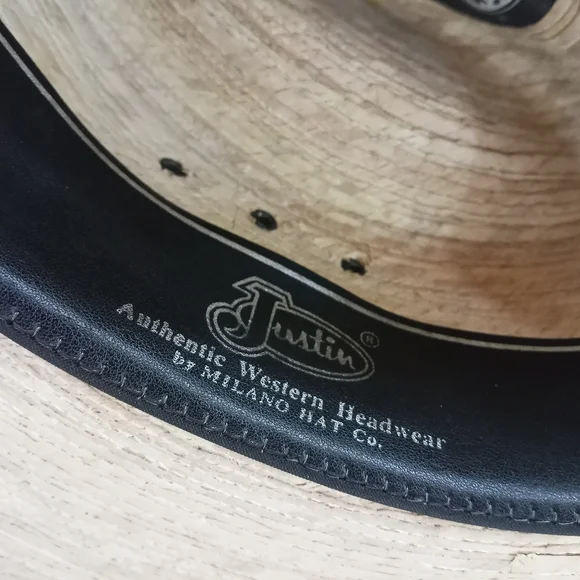 Justin By Milano Hat Co. 20X Straw Paper Western Hat •Size 7 1/8• Men's - Picture 5 of 9